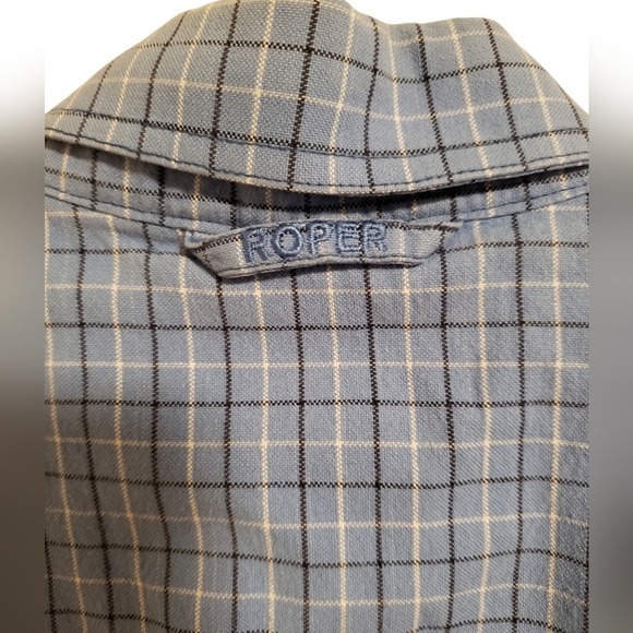 Roper Button-Up Mens M Blue Plaid Dress Shirt - Picture 4 of 5